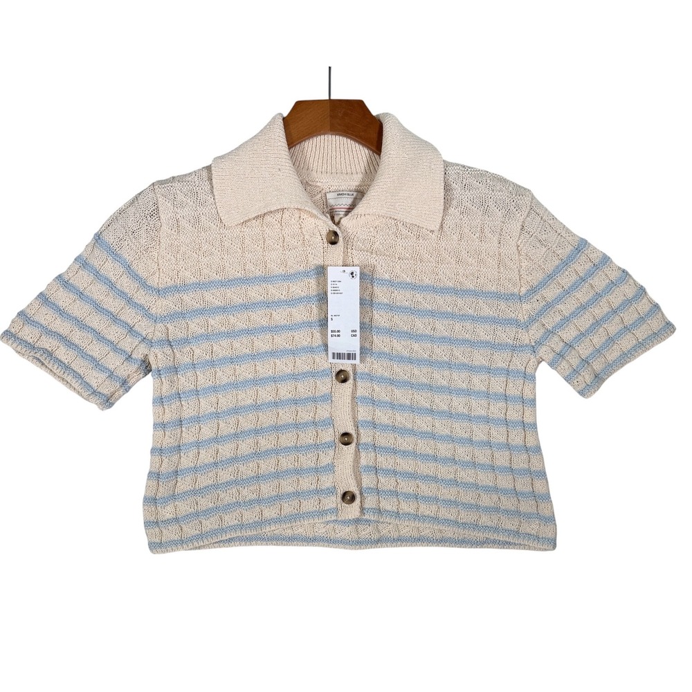 NWT Womens Urban Outfitters
Kimchi Blue Striped Button Up
Collared Crop Top S